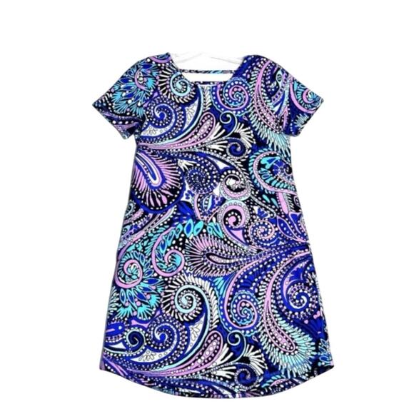 T by Talbots MP paisley cotton/spandex multicolor dress knee length casual shift - Picture 2 of 10
